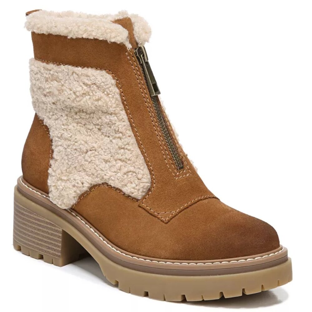 NEW Naturalizer Womens Jett Suede Lugged Sole Ankle Boots Leather Sherpa